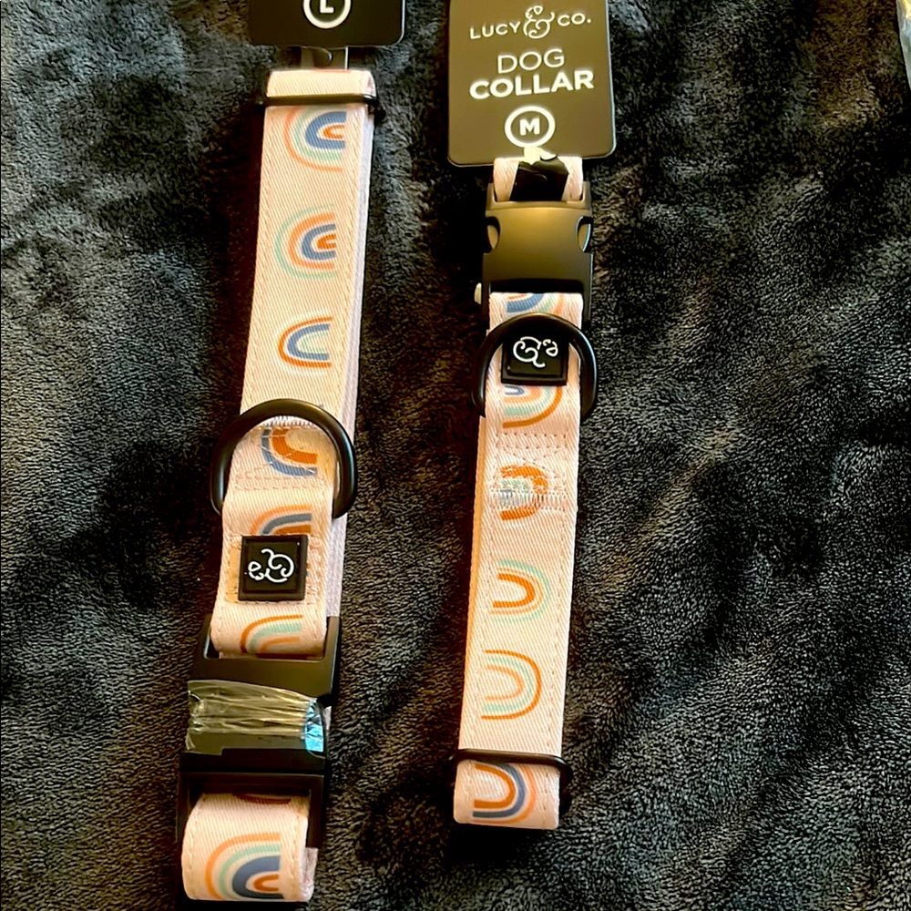 Lucy & Co. Pink Rainbow Dog Collar (M,L)